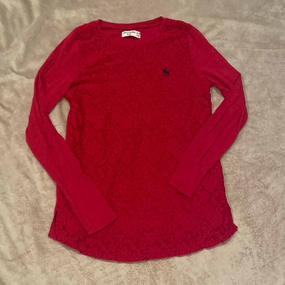 Abercrombie kids red long sleeve top like new (15/16)